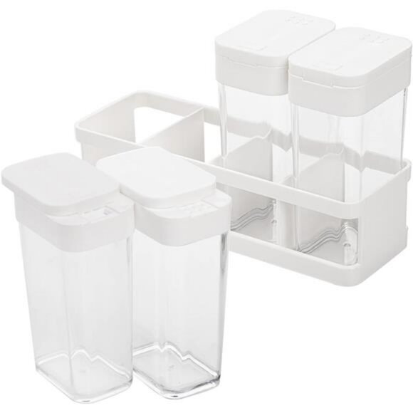 Set of 12 plastic spice shaker jars with lids seasoning containers kitchen stora - Picture 4 of 8